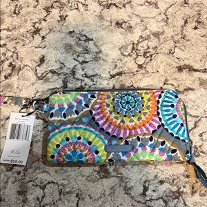 Vera Bradley Multicolor Mandala Zip Wristlet - Blue, Yellow, Pink, Green, Purple